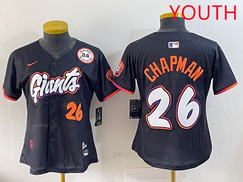Youth San Francisco Giants #26 Chapman Black Joint Name Nike 2025 MLB Jersey style 6
